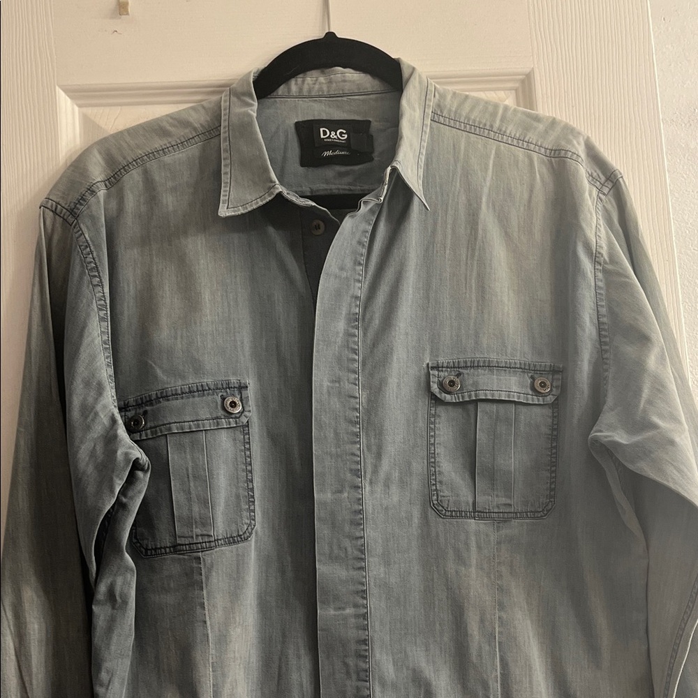 D&G Gray Denim Button-Up Shirt